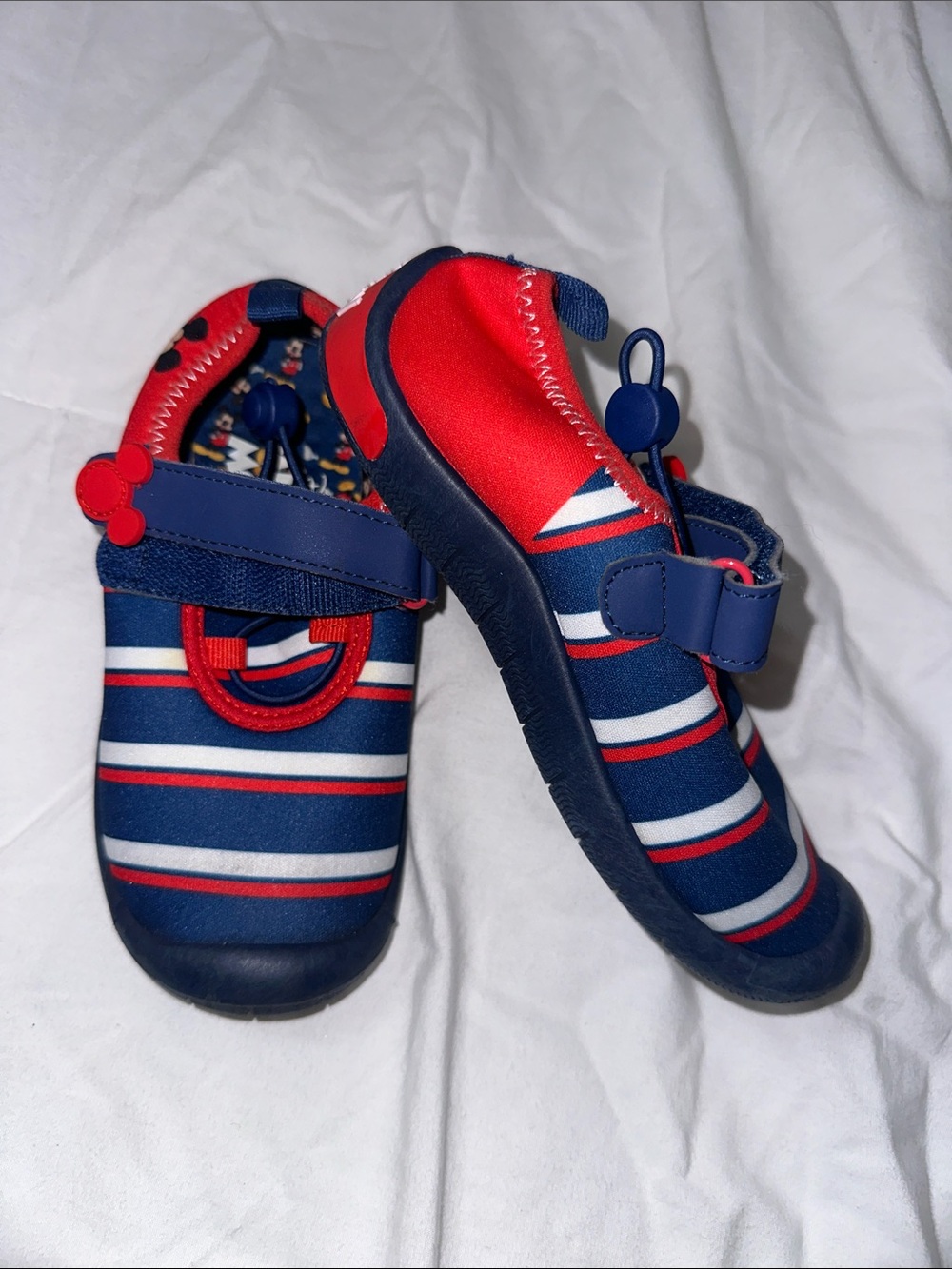 Striped Navy & Red Kids Water Shoes with Hook-&-Loop Strap